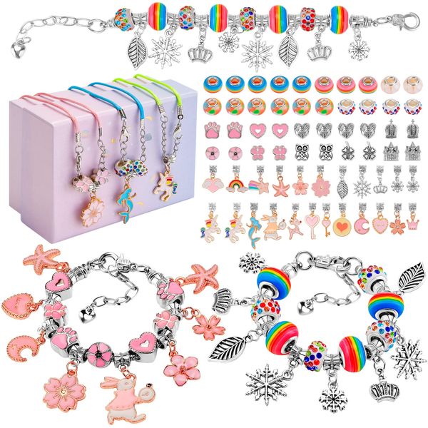 Bracelet Making Kit Gifts for Girls - 5-12 Year Old Jewelry Sets, Charm Jewellery Toys DIY Arts And Crafts for Kids, Christmas Stocking Fillers Birthday Ideas for Teenager Children