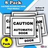 8 Pack - Caution Automatic Door Sticker Signs - 90mm x 110mm - Waterproof Vinyl