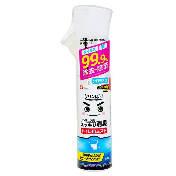 LEC Gekodai-kun, Kimpa! Toilet Deodorizer, Disinfectant, Virus Removal, Mist (9.5 fl oz (280 ml), One Blow for Cleaning Finish, Fragrance-Free