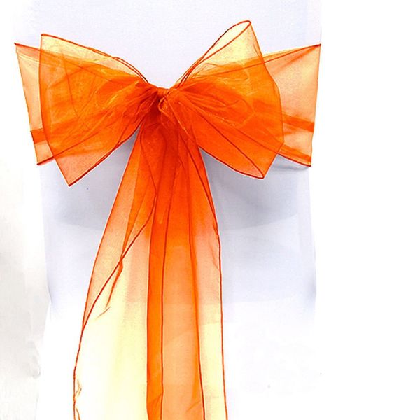 SARVAM FASHION Set of 10 Chair Bows Sashes Tie Back Decorative Item Cover ups for Wedding Reception Events Banquets Chairs Decoration (10, Orange)