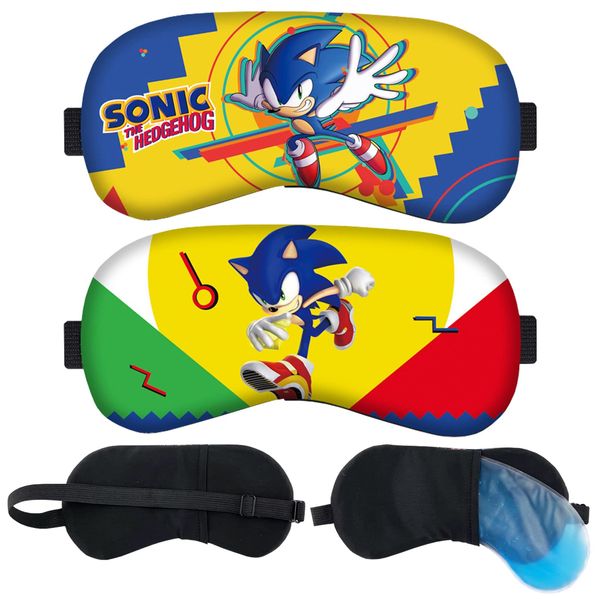 2 Pieces Sonic Sleep Eye Mask RHYII-Sonic The Hedgehog Blindfolds with Elastic Strap 3D Print Cartoon Eyeshade Soft Fluffy Sleep Shade Cover for Boys Girls Children Eye Cover for Sleeping Travel