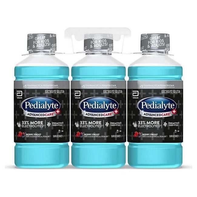 3 PACK Pedialyte AdvancedCare Plus Electrolyte Solution Berry Frost 33.8 oz EACH