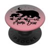 Black Mama Bear and One Cub On Pink Gray PopSockets Swappable PopGrip
