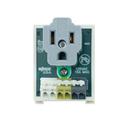 WAGO CPO Series | PCB Outlet with Load Terminals | 125 VAC | 15 A | 50 mm Carrier-Mounted | [Single Unit]