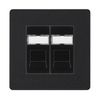 BG Evolve Matt Black Double 2 Gang RJ45 Data Socket Black Inserts PCDMBRJ452