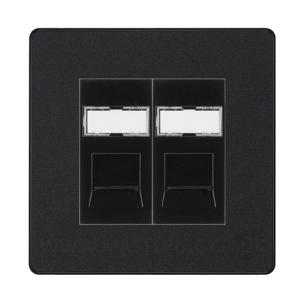 BG Evolve Matt Black Double 2 Gang RJ45 Data Socket Black Inserts PCDMBRJ452