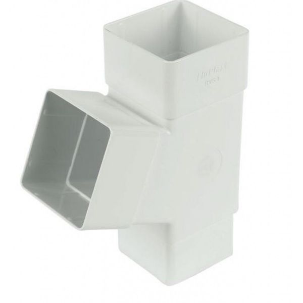 FLOPLAST 65mm Square 67 Degree Downpipe Branch - White