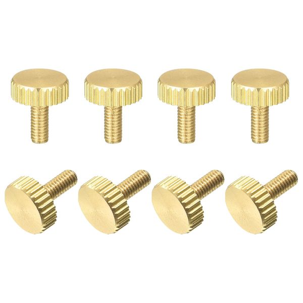 sourcing map Knurled Thumb Screws, M3x8mm Flat Brass Bolts Grip Knobs Fasteners for Home, Electronic, Machine 8Pcs
