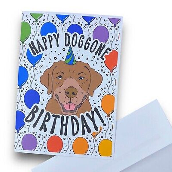 Chocolate Labrador Retriever Dog Birthday Card Handmade Pet Greeting Card Gift