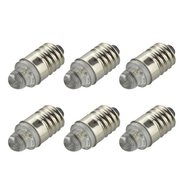 Ruiandsion 6pcs E10 LED Bulb 3V 6000K White LED Bulb for Torchlight Flashlight Torch Headlight,Negative Earth