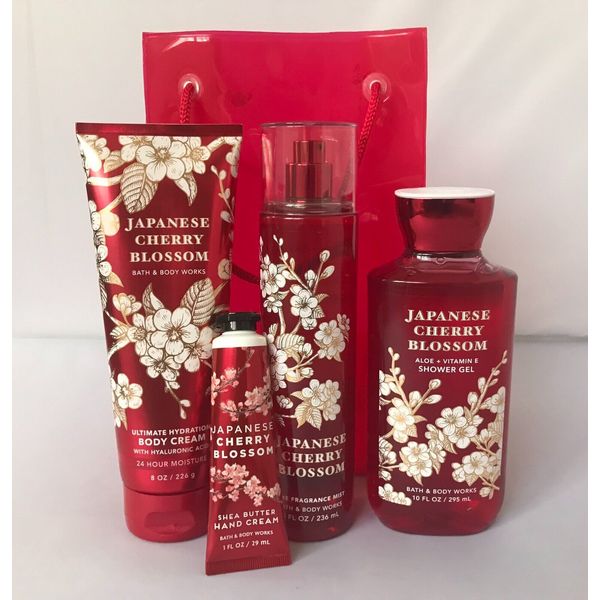 Bath & Body Works JAPANESE CHERRY BLOSSOM 5 Pcs Gift Bag Set