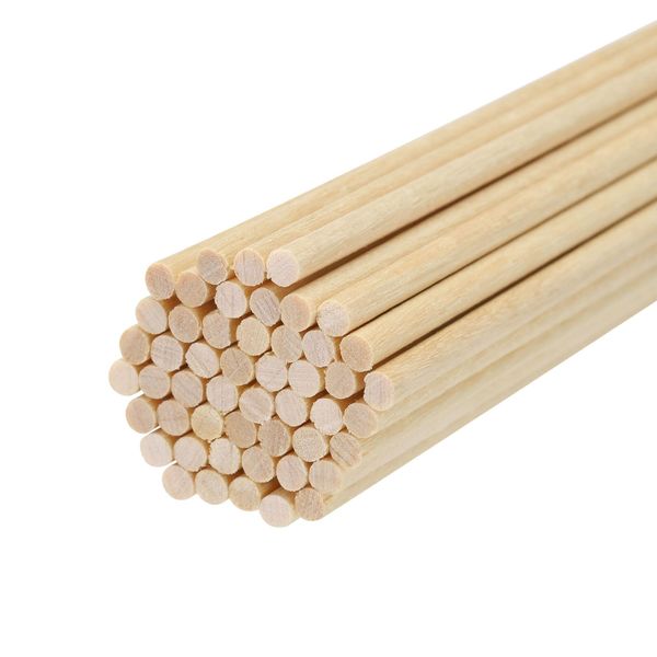 MECCANIXITY Pack of 50 Round Wood Sticks 1/8x6" Dowel Rod Unfinished Hardwood Stick Craft Twigs Log Stick for DIY Crafts