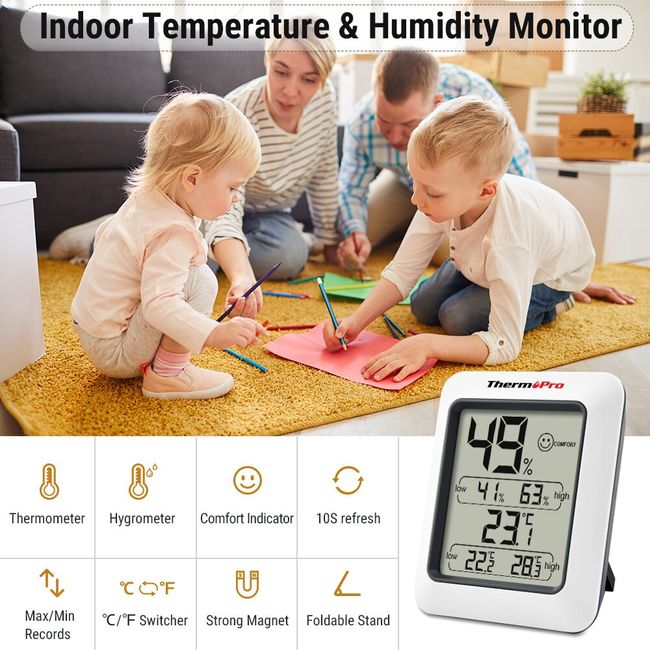 ThermoPro TP50 Indoor Thermometer Humidity Monitor Weather Station with Temperature Gauge Humidity Meter Hygrometer