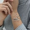 Silverly Women's 925 Sterling Silver Torque Double Ball Open Bangle Bracelet