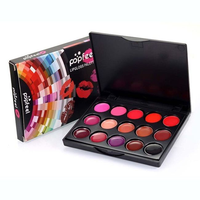 Lip Palette 15 Color Jelly Makeup Lipstick Palette Waterproof Long Lasting Moisturizing Nutritious Lips Balm Lip Gloss Kit