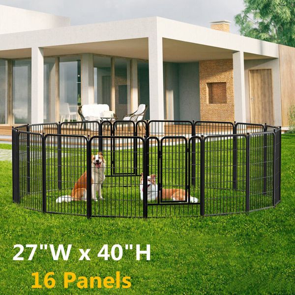 40" ExtraTall 16 Panels Dog Pen Pet Playpen Kennel Fence Puppy Exercise Barrier