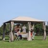 13' x 10' Steel Outdoor Patio Gazebo Pavilion Canopy Tent with Curtains - Khaki