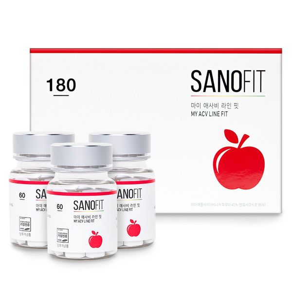 Sanofit My Asabi Line Fit 3 bottles (6 months supply) Certified Organic Apple Cider Vinegar Apple Vinegar Organic Acid Postbiotics, 180 tablets, 1 box