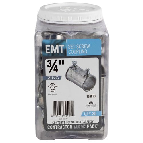 Halex, 3/4 in. Electrical Metallic Tube (EMT) Set-Screw Coupling , 12401B, 25 per pack