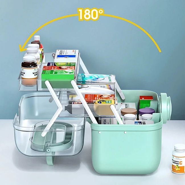 Large Capacity Family Medicine Organizer Box Portable First Aid Kit  Medicine Storage Container Family Emergency Kit Box
