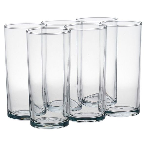 Queensway Home & Dining Set of 6 Clear Glass Tall Water Juice Drinking Highball Tumbler Glasses 200ml