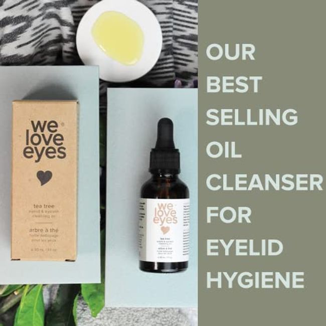 We Love Eyes- All Natural Tea Tree Eyelid Cleansing Oil - Eyelid Scrubs -  Eyelid Hygiene - naturally cleans allergens - 100% Preservative Free 