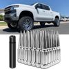 For Chevy Silverado 1500 24 PCS Chrome Spike Long Lug Nuts 14x1.5 Solid Metal