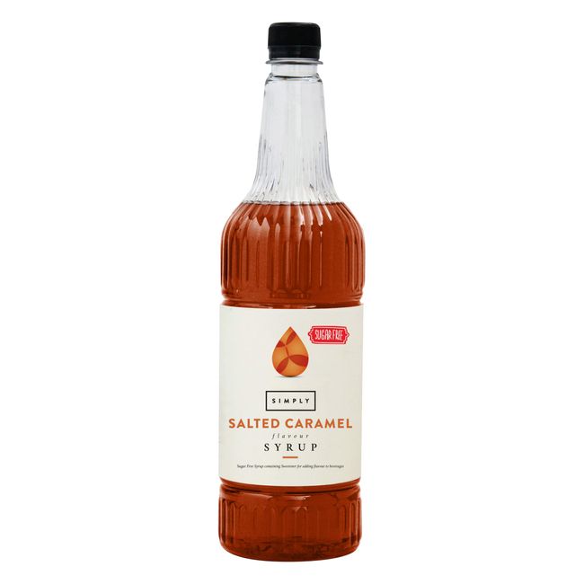 Simply Sugar Free Salted Caramel Syrup, Low Calorie, Vegan & Nut Free Flavoured Syrup for Coffee, Cocktails & Baking (1 Litre)