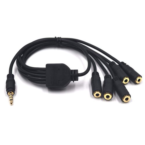 Kework 12 Inch 1/8” 3.5mm TRRS Splitter Audio Cable, 1 Male to 5 Female 3.5mm Plug Extender Headphone Cable, 3.5mm 4 Pole Stereo Jack Extension Adapter Headset Aux Cable, Support MIC