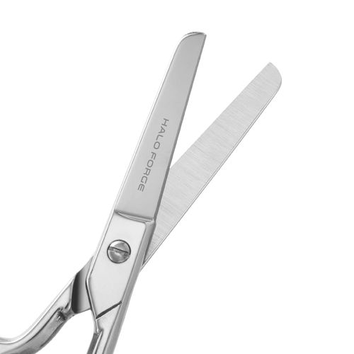 HALO FORGE Round Tip Sewing Scissors: Small Safety Sharp Tiny Fabric Scissors, 4.75 Inches Silver Stainless Steel Shears for Cutting Yarn Thread Embroidery knitting Needlework Cross Stitching