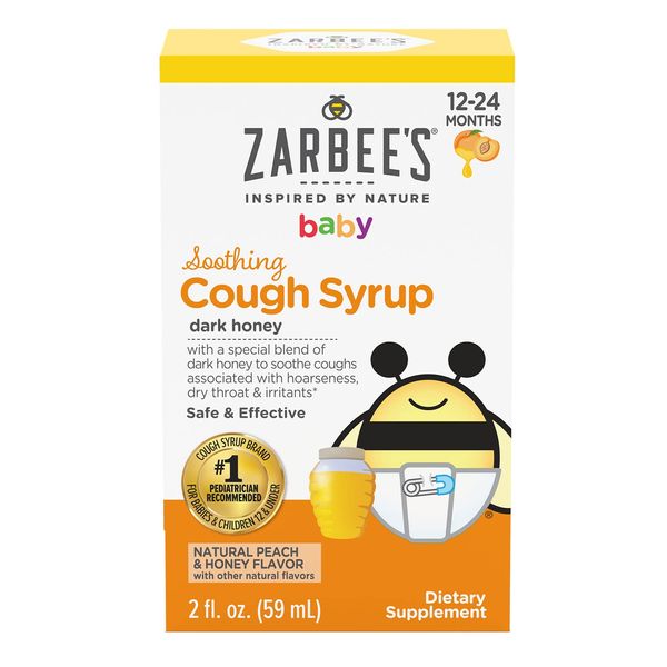 Zarbee's Baby Soothing Cough Syrup With Dark Honey; Natural Peach & Honey Flavor; 2 Fl Oz