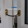 XFORT Key Locking Inline Window Handle Installation Kit in Polished Brass, UPVC Window Handle Replacement, Lockable Window Lever