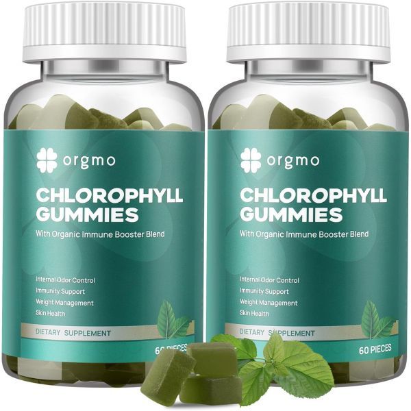 ORGMO Chlorophyll Jelly for Body Odor Deodorant 2 Pack Spirulina Chlorella Sugar Free Herbal Supplement for Immune Support Women&#39;s Vitamins Vegan Non-GMO