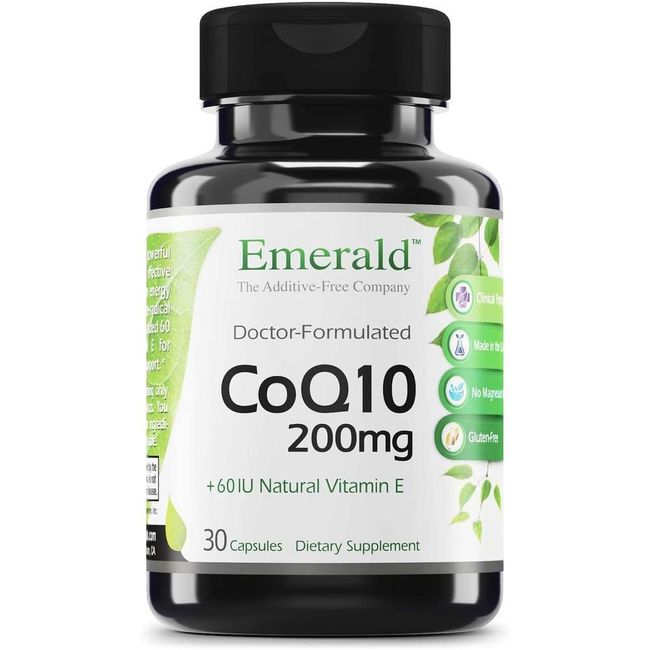 Emerald Lab CoQ10 with 60 IU Natural Vitamin E 200mg 30 Capsules