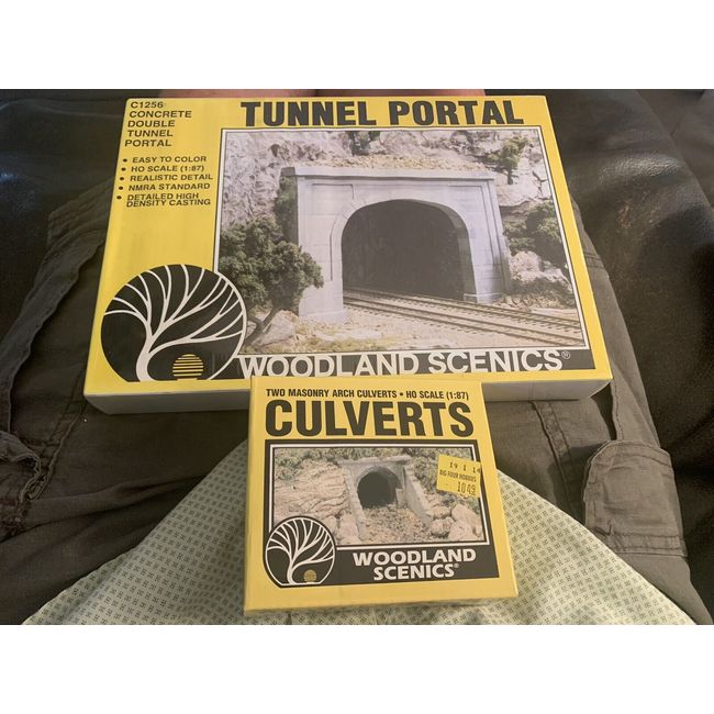 Woodland Scenics 1256 Concrete Double Tunnel & C1263 2 Culverts HO Scale Sealed