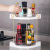 DOADW 2-Tier Rotating Bathroom Organizer - Lazy Susan with 2 Hook (Clear)