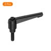 sourcing map 2Pcs M6 x 16mm Adjustable Knobs Handle Male Thread Push Button Ratchet Quick Release Locking Rotating Bolt for Lathe Machinery, Black