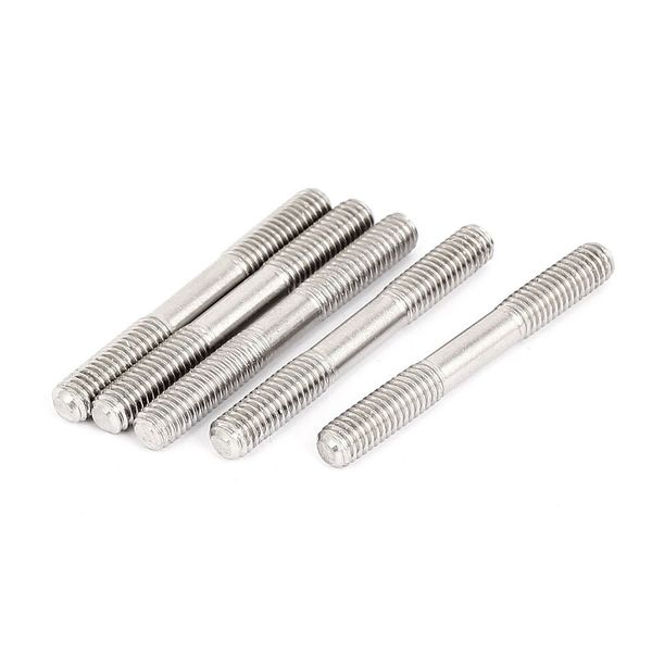 sourcing map M6x50mm 304 Stainless Steel Double End Threaded Stud Screw Bolt 5Pcs