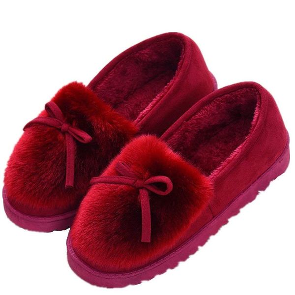 Eagsouni Mofumofu Slippers, Room Shoes, Women's, Warm Slippers, Indoor Shoes, Open Front, House Slippers, Fur Slippers, Arch Support, For Autumn and Winter, Silent, Anti-Slip, red