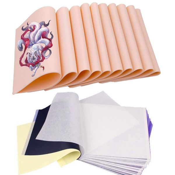 Tattoo Fake Practice Skin Transfer Paper 40Pcs- Beoncall Fake Skin 10Pcs 8×6in Thermal Stencil Transfer Paper 30Pcs A4 Size 4 Layers