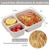 Bento Lunch Box 4 Pack Set Wheat Straw Meal Food Storage Containers 3Compartment