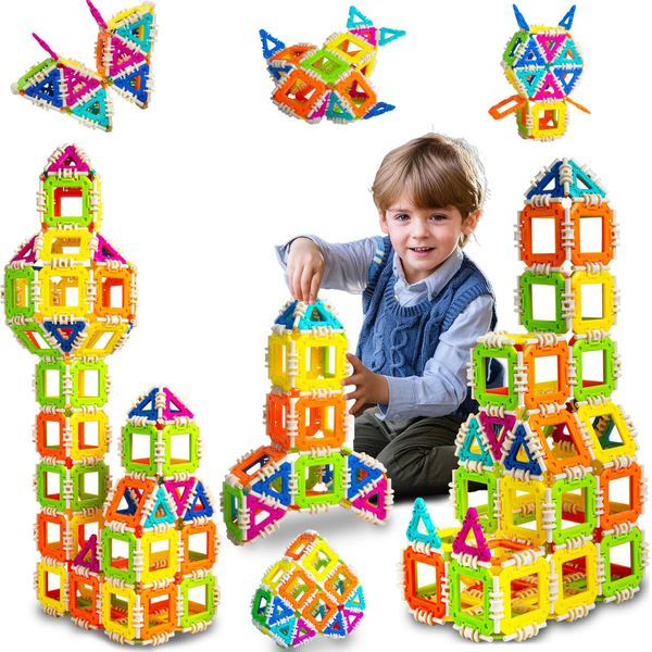 STEM Building Blocks Set Building Toys for 3 4 5 6 7 8 Years Old Construction Preschool Kindergarten Toys for Kids Ages 3-8 Connecting Toys for Toddlers Christmas Birthday Gift for Boys Girls Age 3+