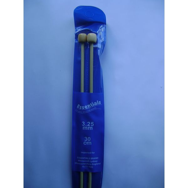 Essentials 30cmx3.25mm Bamboo Knitting Needle (Pack of 2)