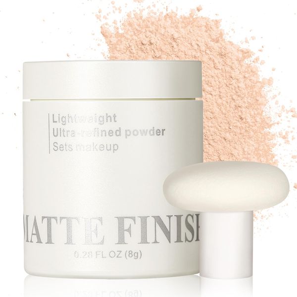 Erinde Nude Translucent Matte Setting Powder with Puff, Face Loose powder Makeup, Oil Control Finishing Powder, Lightweight Blurring Powder, Waterproof, 24H Long-Lasting, Creates Soft Focus Effect