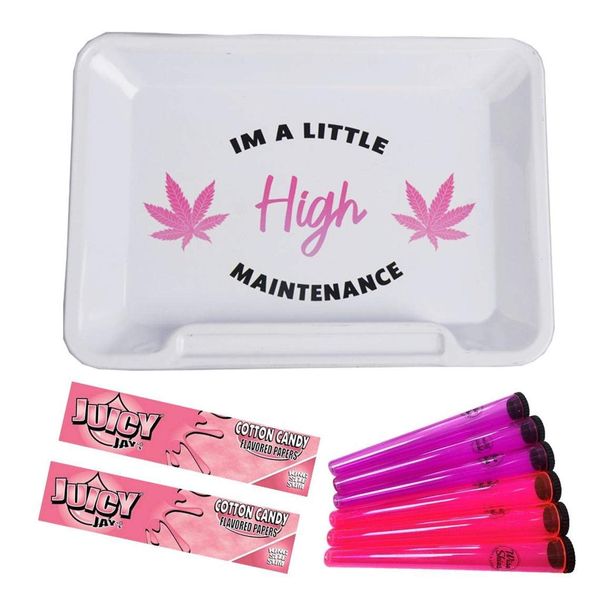 Pink Im a Little High Maintenance Rolling Tray Gift Set Rolling Papers