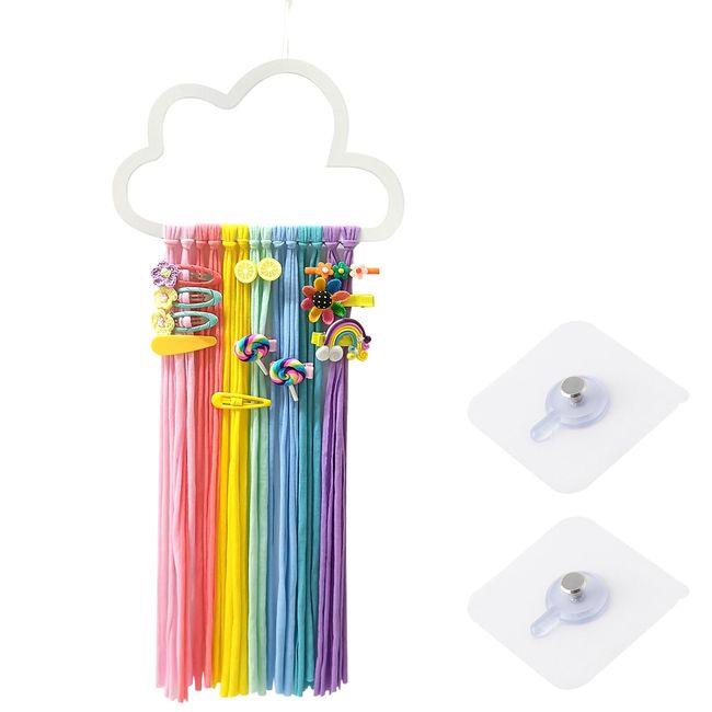 ZSMJAER Haarspange Aufbewahrung für Mädchen Wolken Haarspange Halter Regenbogen Garn Quaste Organisator Haar Zubehör Wolken Thema Party Dekoration