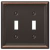 Amerelle 149TTDB Chelsea Wallplate, 2 Toggle, Aged Bronze