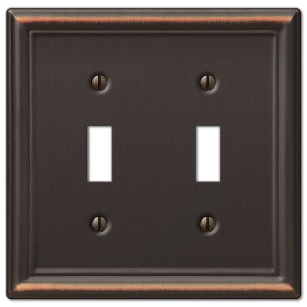 Amerelle 149TTDB Chelsea Wallplate, 2 Toggle, Aged Bronze