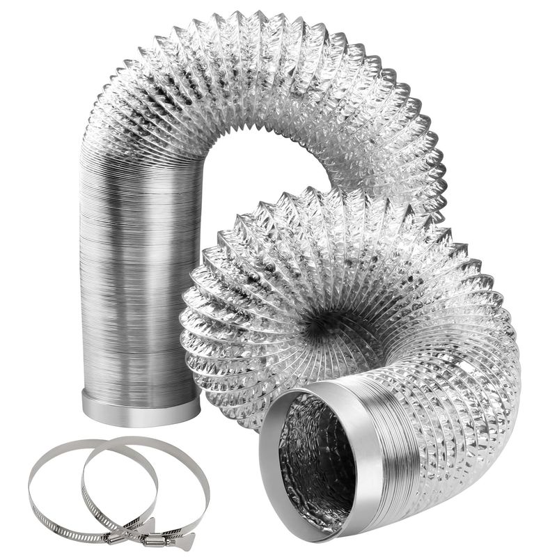 4-Inch Duct Hose 33ft – Insulated Dryer Vent Hose With 2 Clamps, Flexible PVC/Aluminum For Heating, Cooling, Exhaust