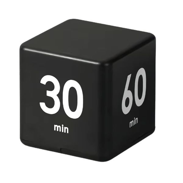 Feilifan Cube Timer, Kitchen Timer Kids Timer for ADHD Productivity Workout Flip Timer Classroom for StudyTime Countdown Management Settings 15 20 30 60 Minutes, Black